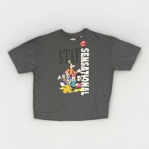 Disney Mickey and Friends Juniors Oversized Graphic T-Shirt, Gray, XXL, New